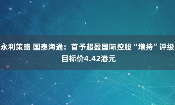 永利策略 国泰海通：首予超盈国际控股“增持”评级 目标价4.42港元