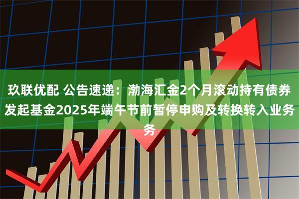 玖联优配 公告速递：渤海汇金2个月滚动持有债券发起基金2025年端午节前暂停申购及转换转入业务
